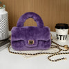 Plush Lamb Fur Small Handbag for Women Soft Chain Shoulder Clutch Square Fur Purse