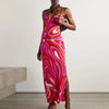 Bohemian Backless Hollow-Out Camisole Maxi Dress – Sleeveless High-Waist Side-Slit A-Line Beach & Party Dress