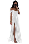 Off-the-Shoulder Lace V-Neck Backless Ball Gown — Floor-Length Bridesmaid & Prom Dress (Black, White, Burnt Orange)