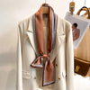 Women's Silk-Feel Printed Long Narrow Scarf 12 x 148 cm (4.7 x 58.3 in) - 50+ Colors | Headband & Shawl