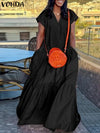 Plus Size Women's Bohemian V-Neck Ruffled Summer Dress - Short Sleeve Casual Sundress for Party and Beach