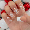 24-Pack Christmas Green Snowflake Press-On Nails with Rhinestones – Holiday False Nail Set for Women