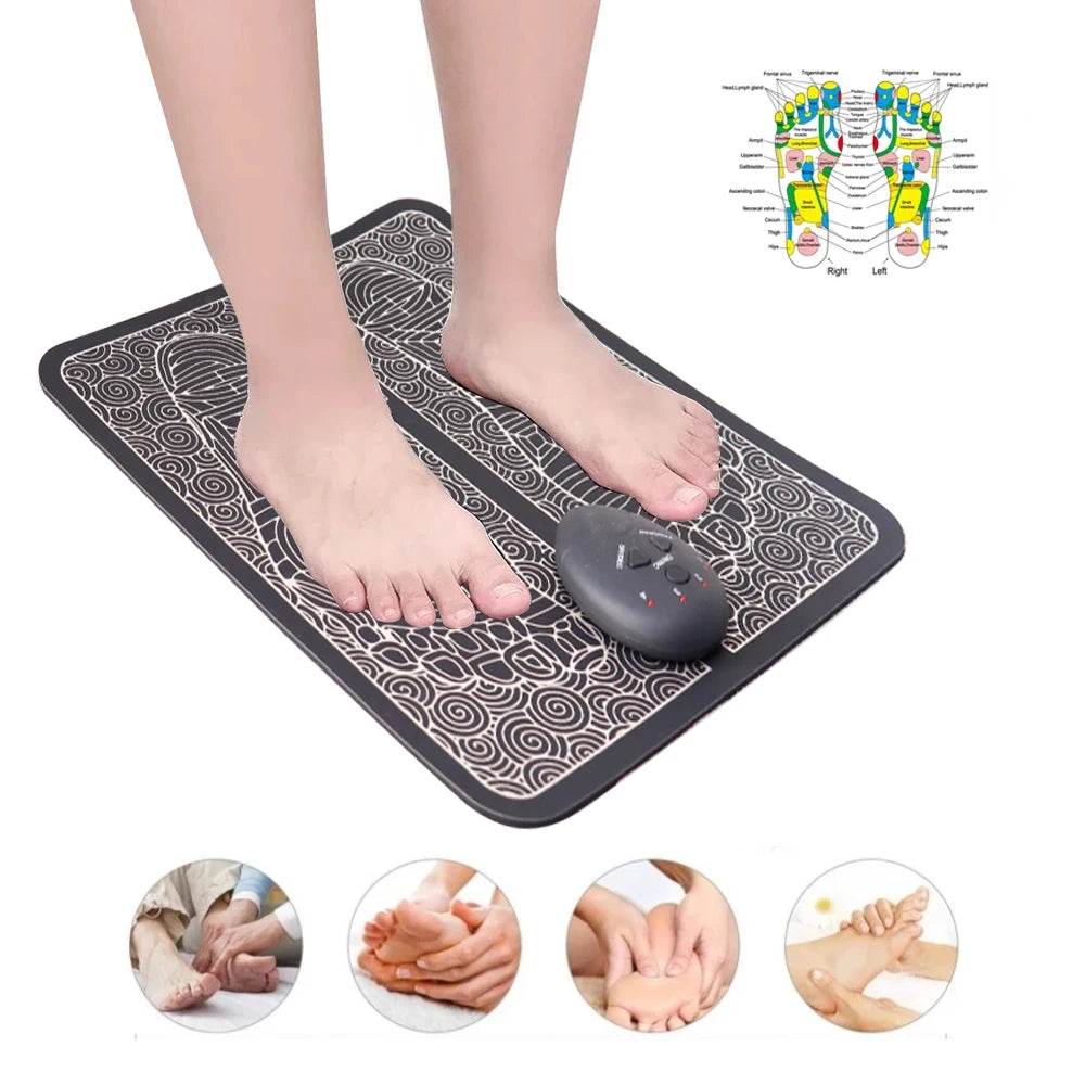 EMS Foot Massager Pad – Electric Pulse Sole Massager for Sore Feet, Leg Cramps & Improved Blood Circulation