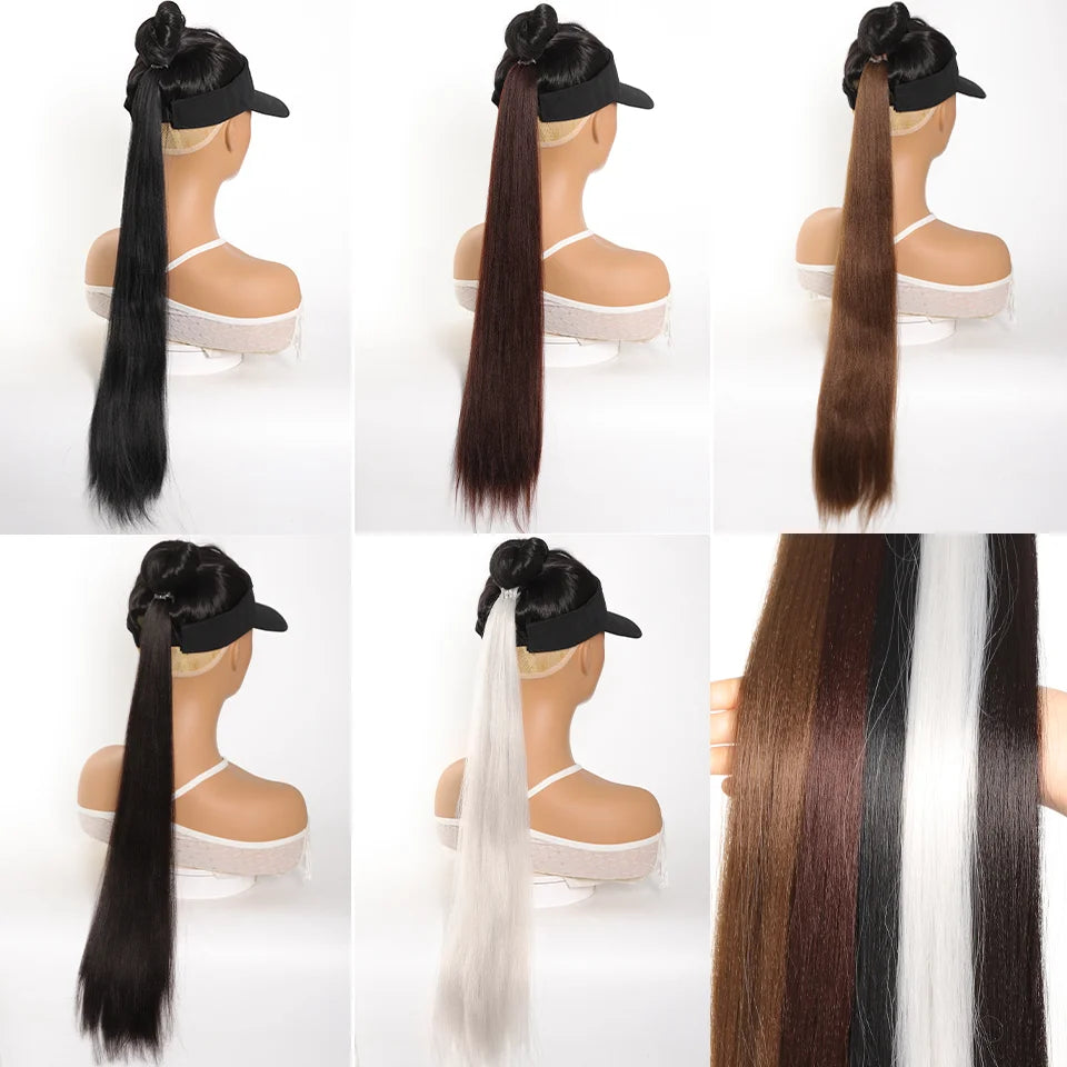 28-Inch (71 cm) Straight Synthetic Ponytail Hair Extension with Elastic Hair Rope
