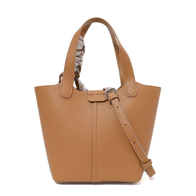 Aidrani Soft Cowhide Bucket Bag - Luxury Genuine Leather Handbag for Women