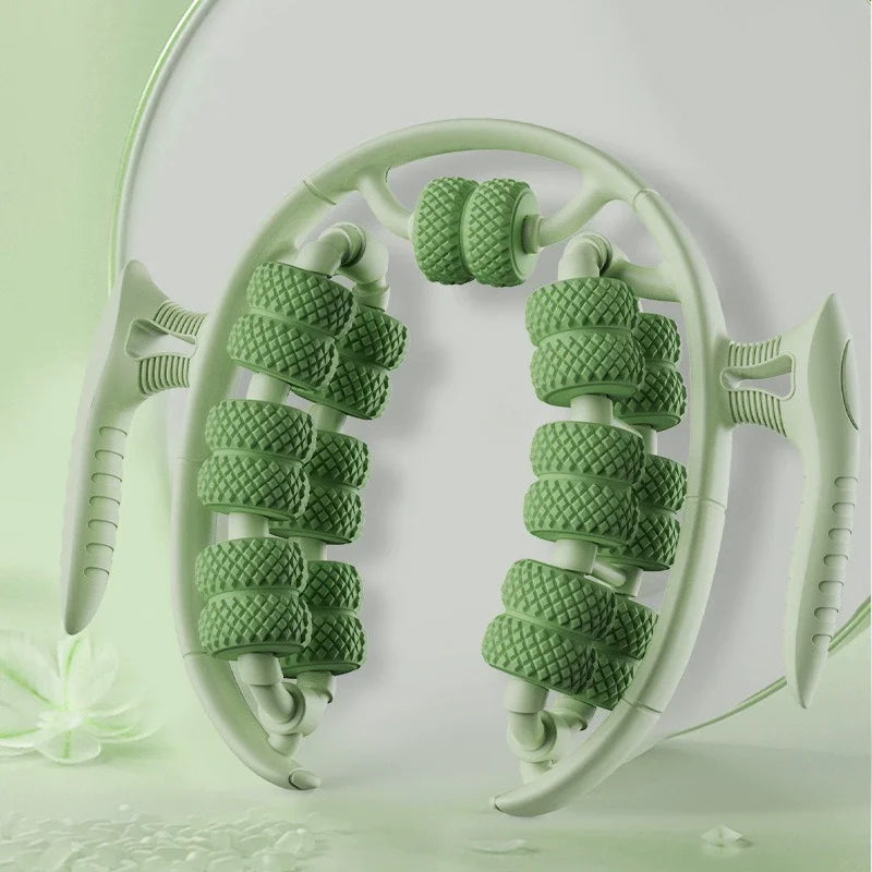 360° Dual-Row Massage Roller Clamp — Handheld Slimming Massager for Legs, Waist, Arms & Buttocks