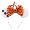 Sequin Snowflake Mouse Ear Headband with 5\" (12.7 cm) Bow – Kids & Adults Festival Party Cosplay Hairband