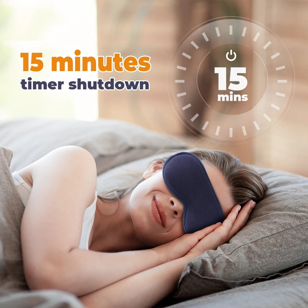 Hot Compress Steam Eye Mask — Electric 3D Vibration Massage, Constant Temperature & 15-Min Smart Timer, Type-C Rechargeable
