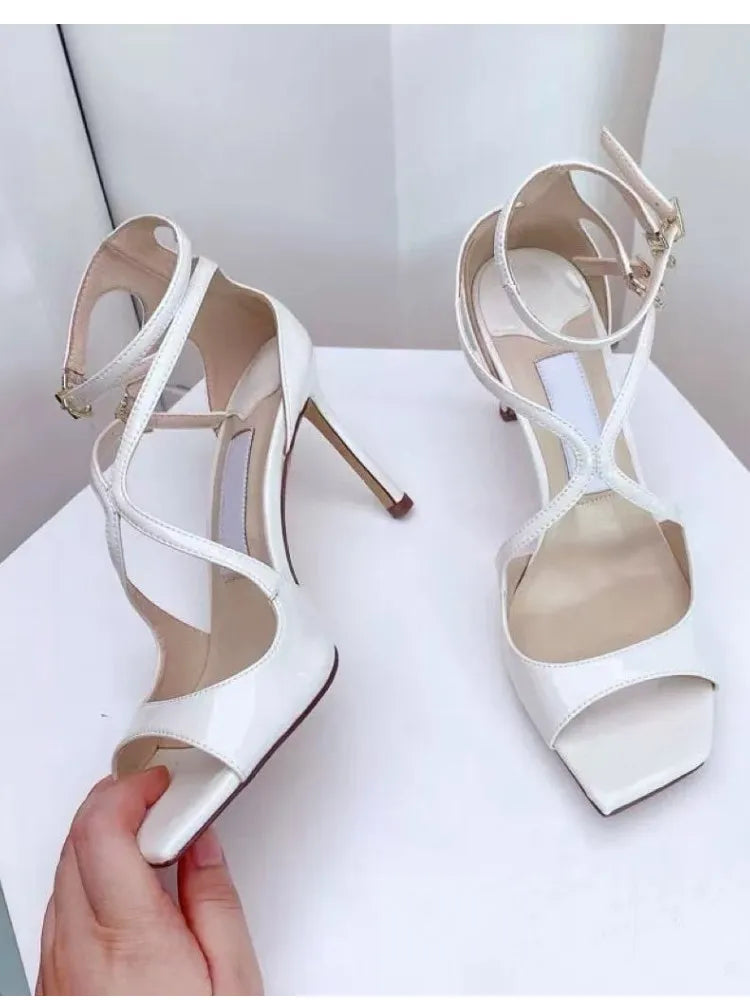 Women's Summer High Heel Open-Toe Sandals – Thin Heels Party Dance Shoes, EU 34–48 (8cm+ Heel)