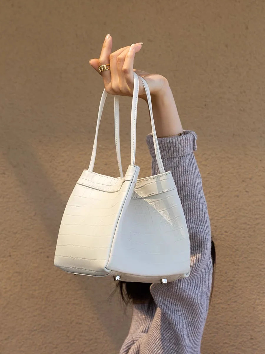 Personalized Faux Suede Bucket Bag for Women – Custom Letter Shoulder Tote, Luxury Party Handbag