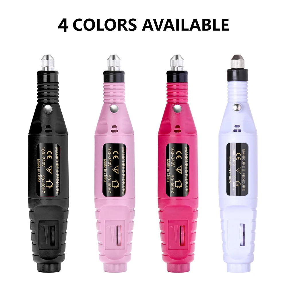 Electric Nail Drill Kit - Portable Professional Manicure & Pedicure Nail Sander, 20,000 RPM, 6 Bits & 6 Sand Bands