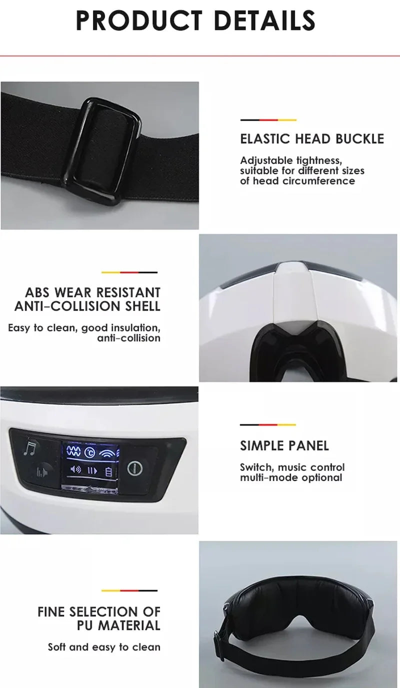 4D Smart Eye Massager — Air Pressure, Heated Vibration & Bluetooth Music, Rechargeable