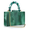 Mini Acrylic Pearl Marble Minaudiere Clutch with Chain Strap - Dark Green Evening & Wedding Bag