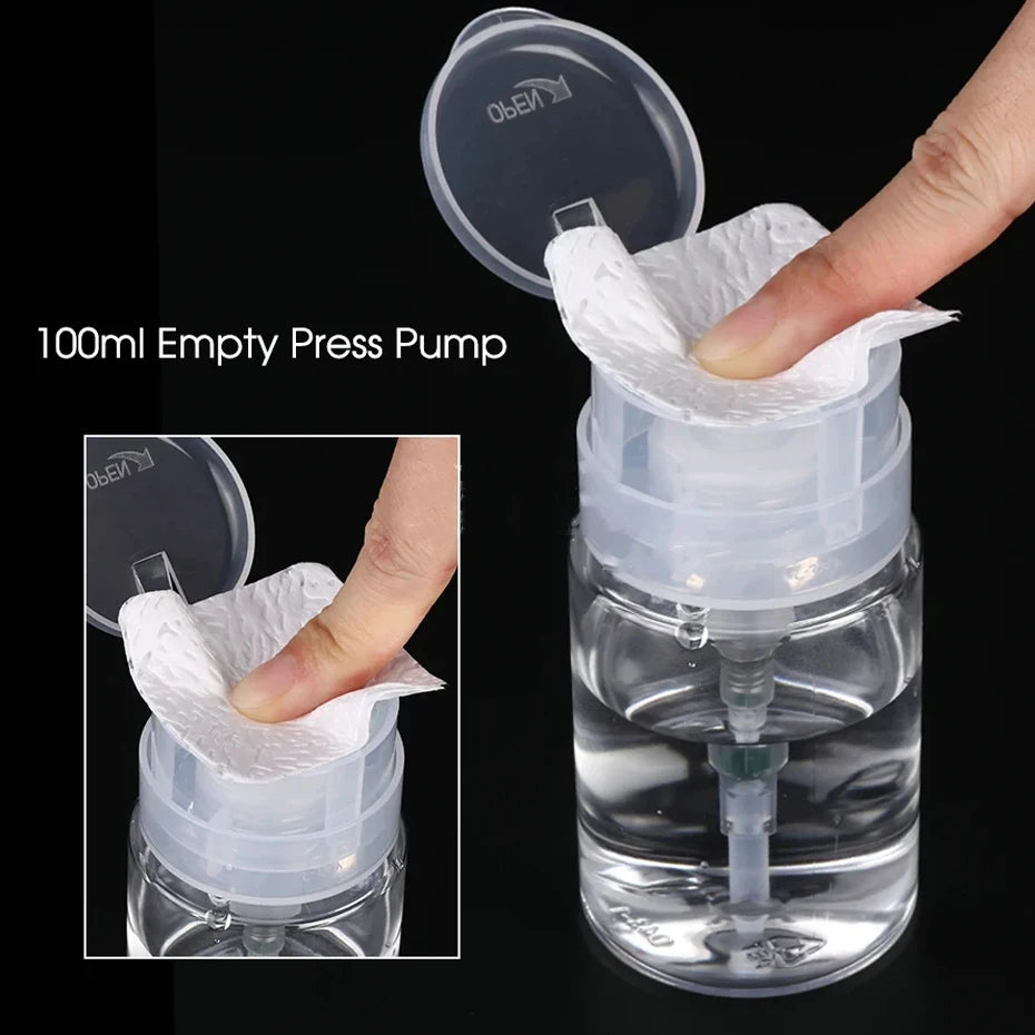 200ml (6.8 fl oz) Refillable Pump Bottle for Nail Polish Remover Press Dispenser — Manicure & Makeup Cleaner