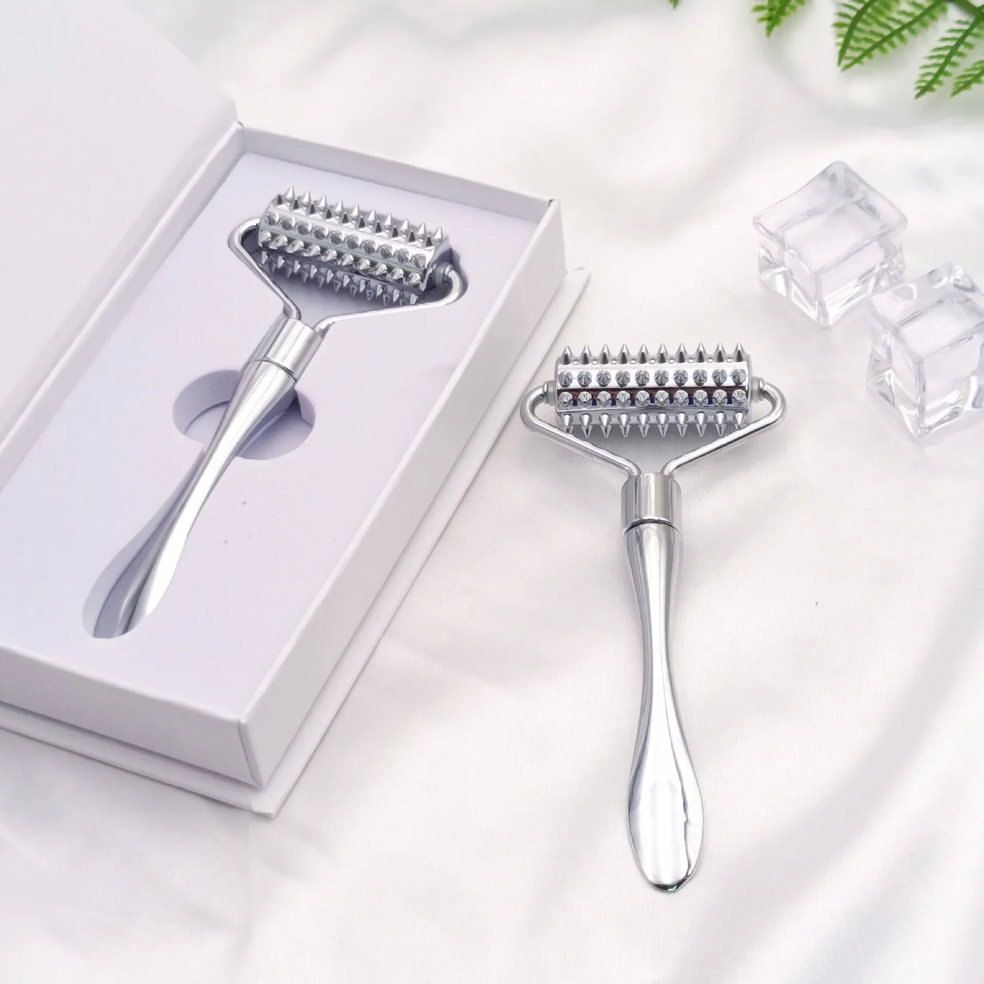 Zinc Alloy Microneedle Derma Roller – Manual Facial & Body Microneedling Tool for Wrinkle Removal & Skin Rejuvenation