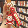 Santa and Reindeer Resin Christmas Keychain - Cute Cartoon Pendant Key Ring Charm for Backpack Purse Ornament