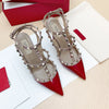 Gladiator Heeled Sandals for Women Rivet Ankle Strap Patent Leather Thin High Heels (6–10 cm / 2.4–3.9 in)