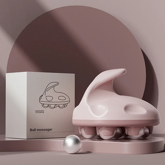 360° Metal Ball Handheld Massager – Deep Tissue Body Roller for Neck, Back, Abdomen & Thigh Pain Relief