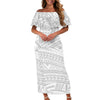 Women’s One-Shoulder Ruffle Dress – Samoan Tattoo Polynesian 3D Tribal Print Puletasi