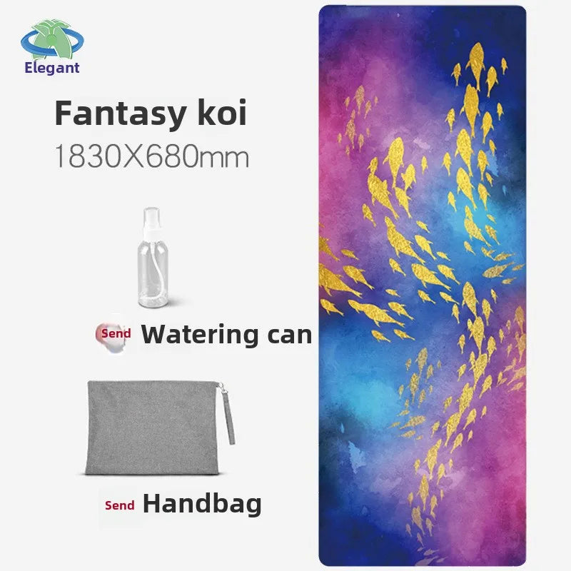 Suede Chamois Yoga Mat 183 x 68 cm (72 x 26.8 in) - Portable Foldable Non‑Slip Exercise Mat for Yoga, Dance & Jump Rope