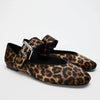 Women's Leopard Pointed-Toe Flats Shallow-Vamp Loafers Ballerina Dress Shoes for Fall