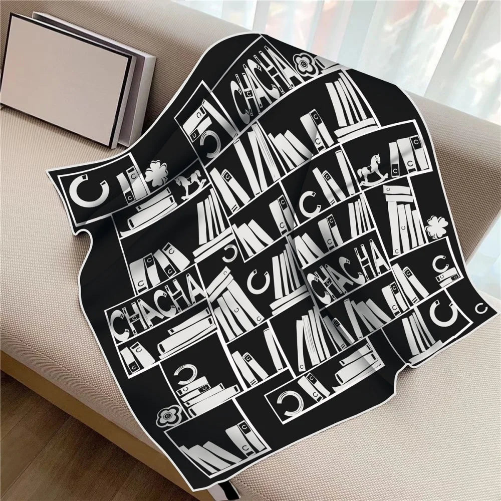 Twill Silk Square Scarf 90 x 90 cm (35.4 in) - Floral & Letter Print Women's Neck Kerchief Wrap