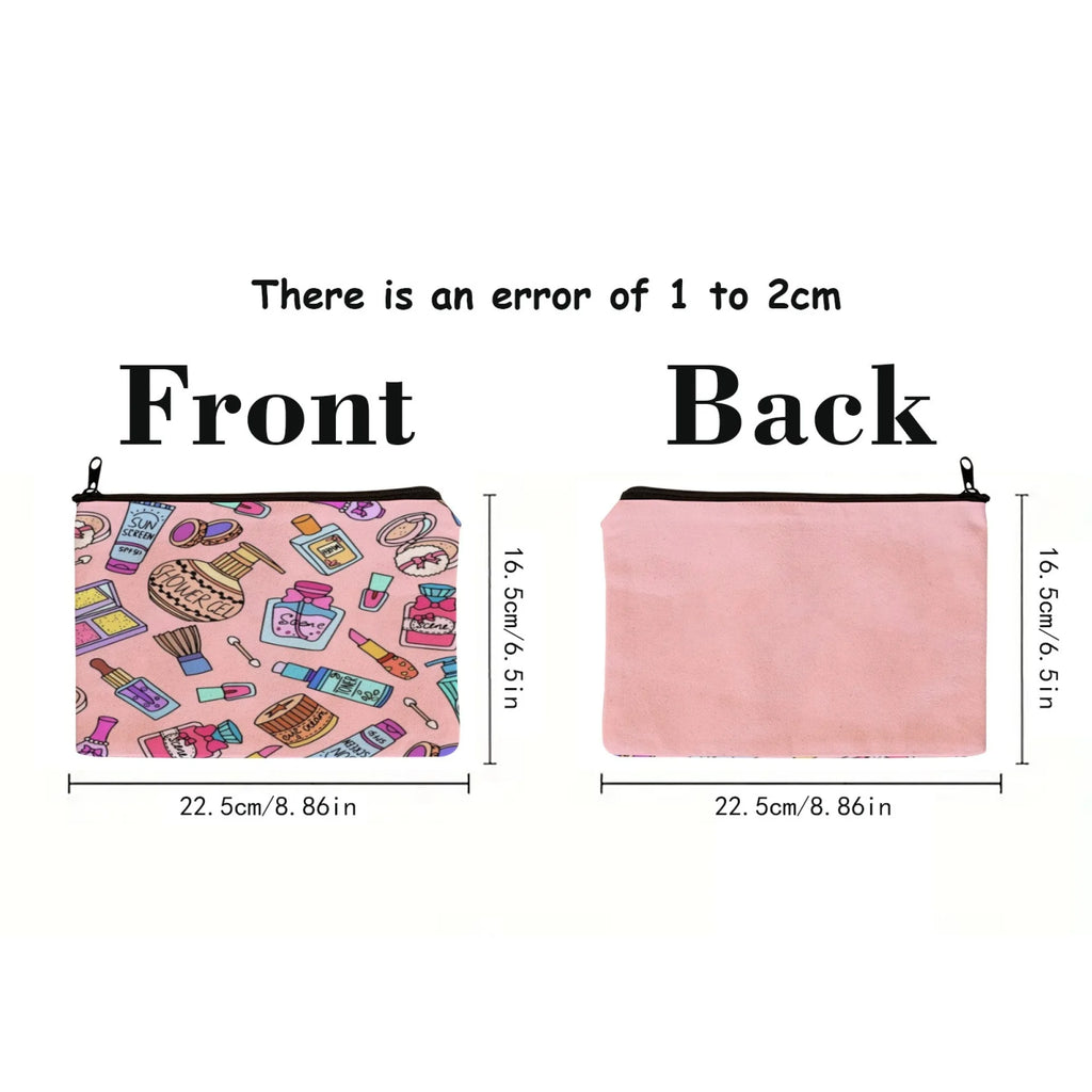 Cute Cartoon Makeup Bag — Aesthetic Large Travel Cosmetic & Toiletry Organizer Pouch for Women and Girls