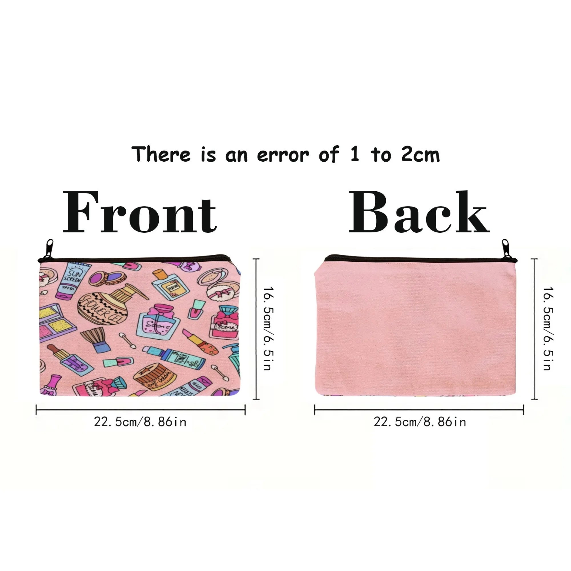 Cute Cartoon Makeup Bag — Aesthetic Large Travel Cosmetic & Toiletry Organizer Pouch for Women and Girls