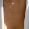 Crystal Hollow Heart Pendant Necklace - Romantic Zircon Link Chain for Women