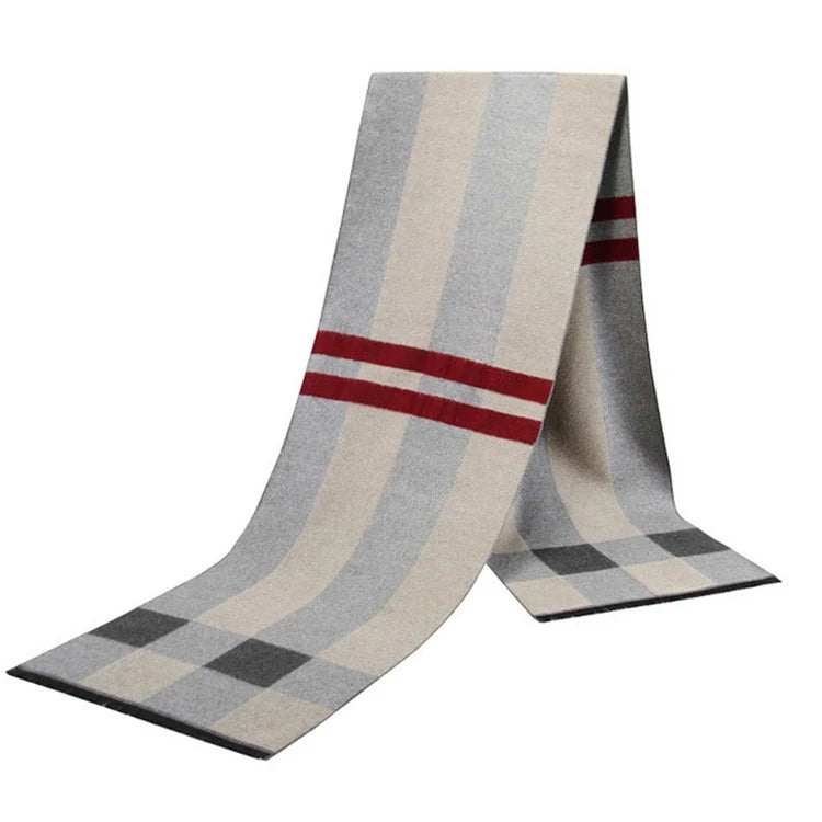 Men's Cashmere-Feel Scarf 180 x 31 cm (71 x 12 in) Plaid Stripe Pashmina Shawl Warm Winter
