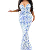 Floral Spaghetti Strap Drawstring Midi Dress - Mid-Calf Bodycon for Summer & Spring