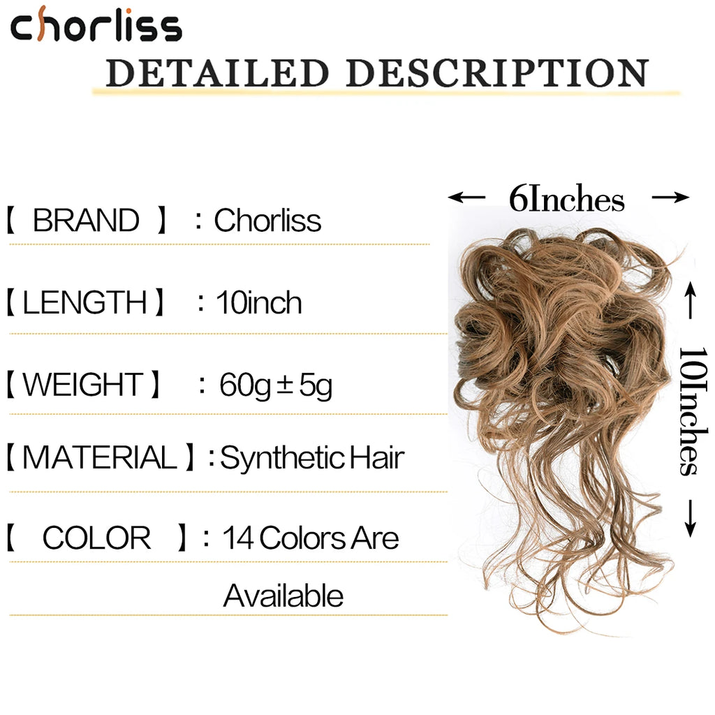 Chorliss 10-Inch (25 cm) Curly Claw Clip-In Ponytail Hair Extension – Fluffy Messy Chignon Bun, ~50 g