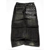 Retro Embroidered Wing-Pocket Boot-Cut Jeans for Women – Mid-Rise Blue Wide-Leg Streetwear Harajuku Gothic