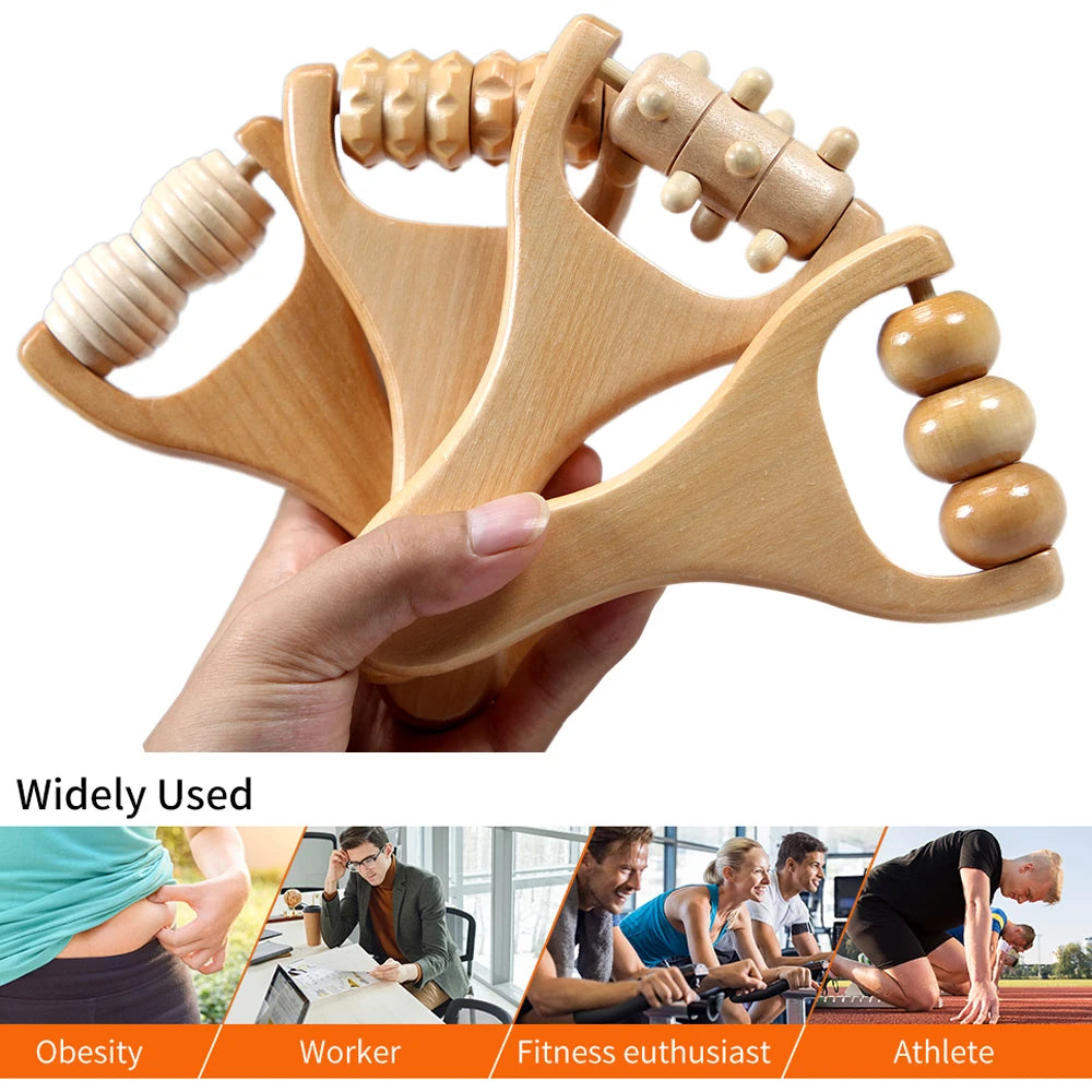 1-Pack Wooden Massage Roller - Handheld Trigger Point Massager for Neck, Back, Shoulders, Arms & Legs