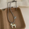 Enamel Horse Pendant Necklace - Silver-Plated Zinc Alloy Chain Choker (White, Black, Green, Blue, Pink)