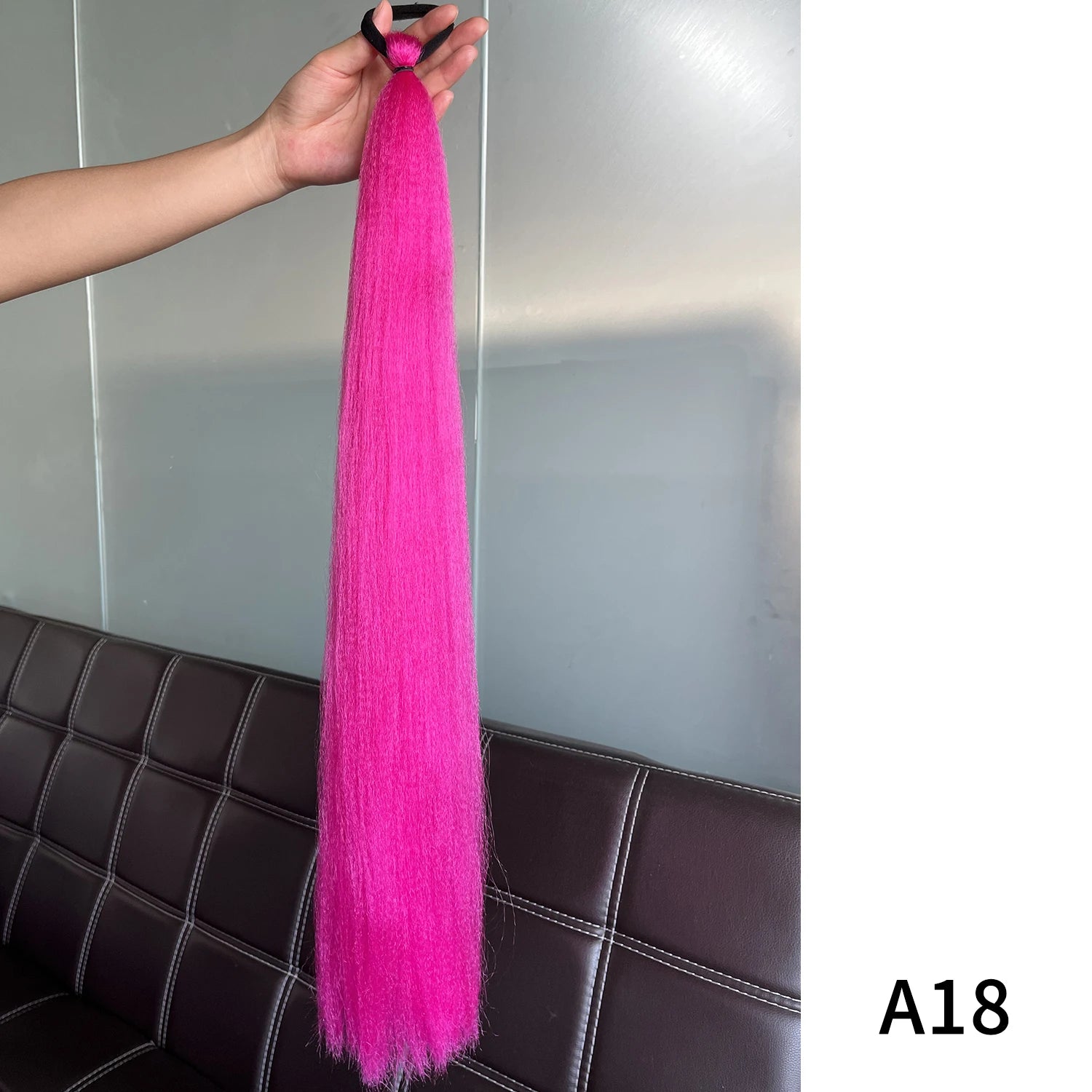 Purple Synthetic Ponytail Extension with Elastic Band – Long Straight Yaki Hairpiece for Braids & DIY Styles