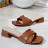 Women's Open Toe Square Heel Sandals, PU Leather Slip-On Platform Mules in Candy Colors