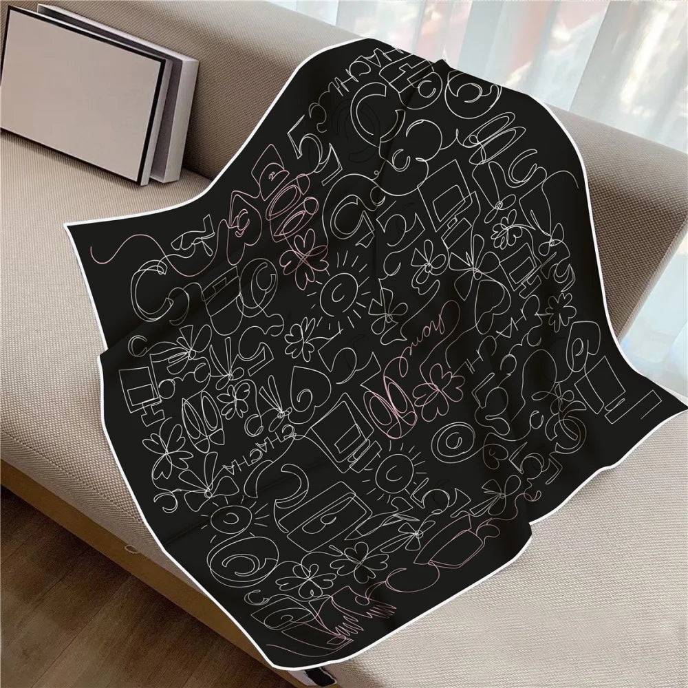 Twill Silk Square Scarf 90 x 90 cm (35.4 in) - Floral & Letter Print Women's Neck Kerchief Wrap