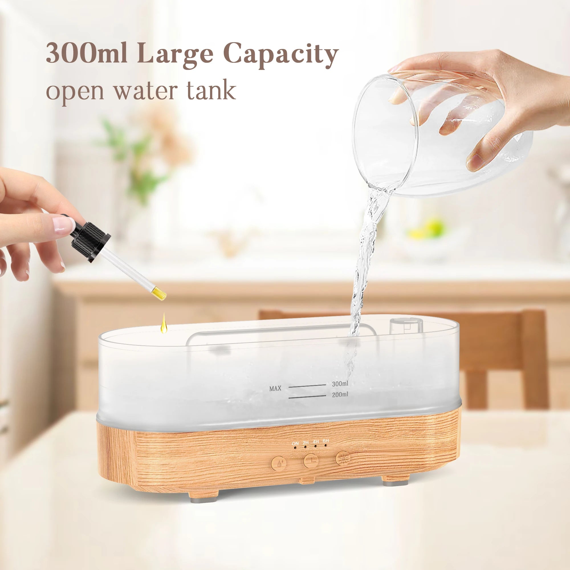 Sejoy 300ml Flame Aroma Diffuser – USB Cool Mist Essential Oil Humidifier with Colorful Night Light & Auto-Off Timer