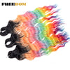 Synthetic Braiding Hair Extensions 24 in (60 cm) Loose Deep Wave Ombre Brown Rainbow Twist Crochet 3-Pack