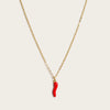Minimalist 18K Gold-Plated Stainless Steel Necklace with Red Enamel Chili Pepper Pendant for Women