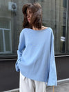 Orinchic Backless Cotton Knit Pullover Sweater – Loose Women's Autumn Winter Jumper
