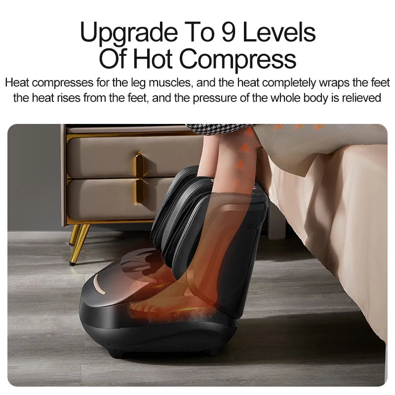 Electric Air Pressure Foot Massager — Heated Vibration & Kneading Full‑Wrap Roller