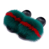 Real Fox Fur Slides for Women Luxury Furry Flat Slide Sandals