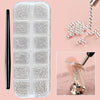 Mini Caviar Beads Nail Art 12-Grid Gold and Silver Micro Ball Charms 0.5–3mm (0.02–0.12in) with Magnetic Picker Pen