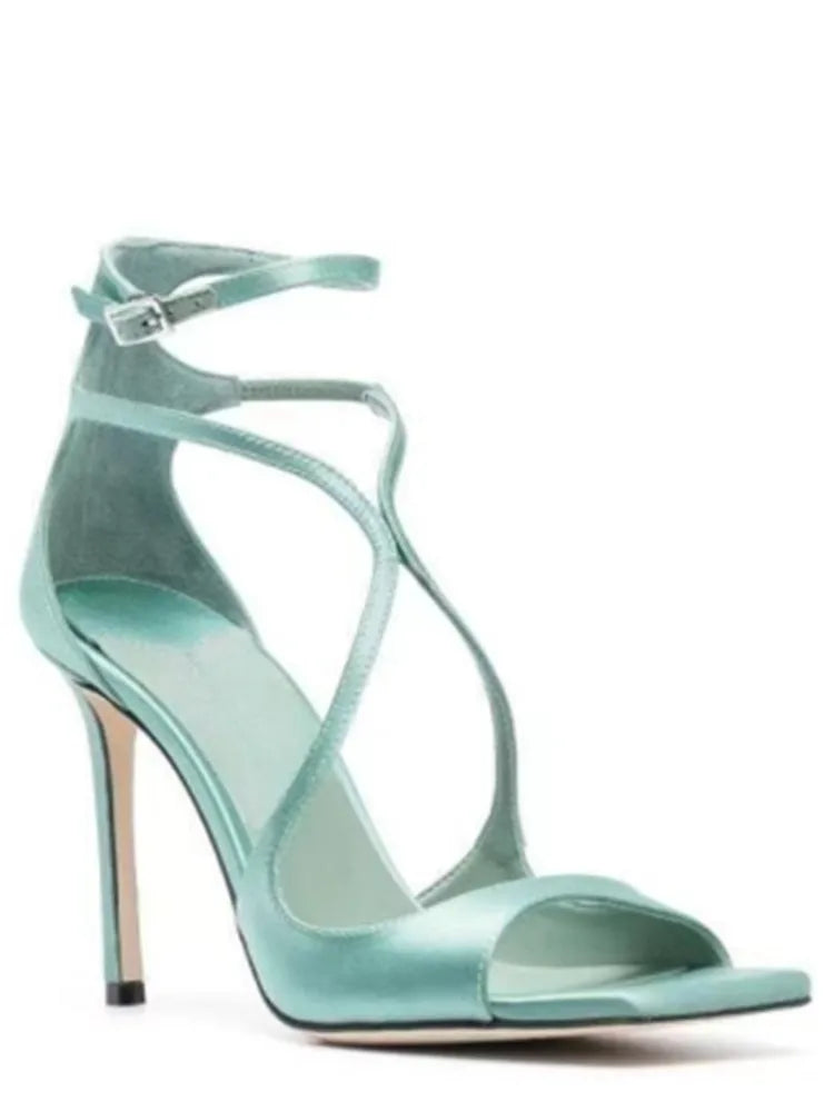 Women's Summer High Heel Open-Toe Sandals – Thin Heels Party Dance Shoes, EU 34–48 (8cm+ Heel)