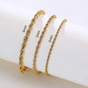 Adjustable Twisted Rope Chain Bracelet - Stainless Steel Unisex Lobster Clasp, Gold or Silver, 16–21 cm (6.3–8.3 in) or 20–25 cm (7.9–9.8 in)