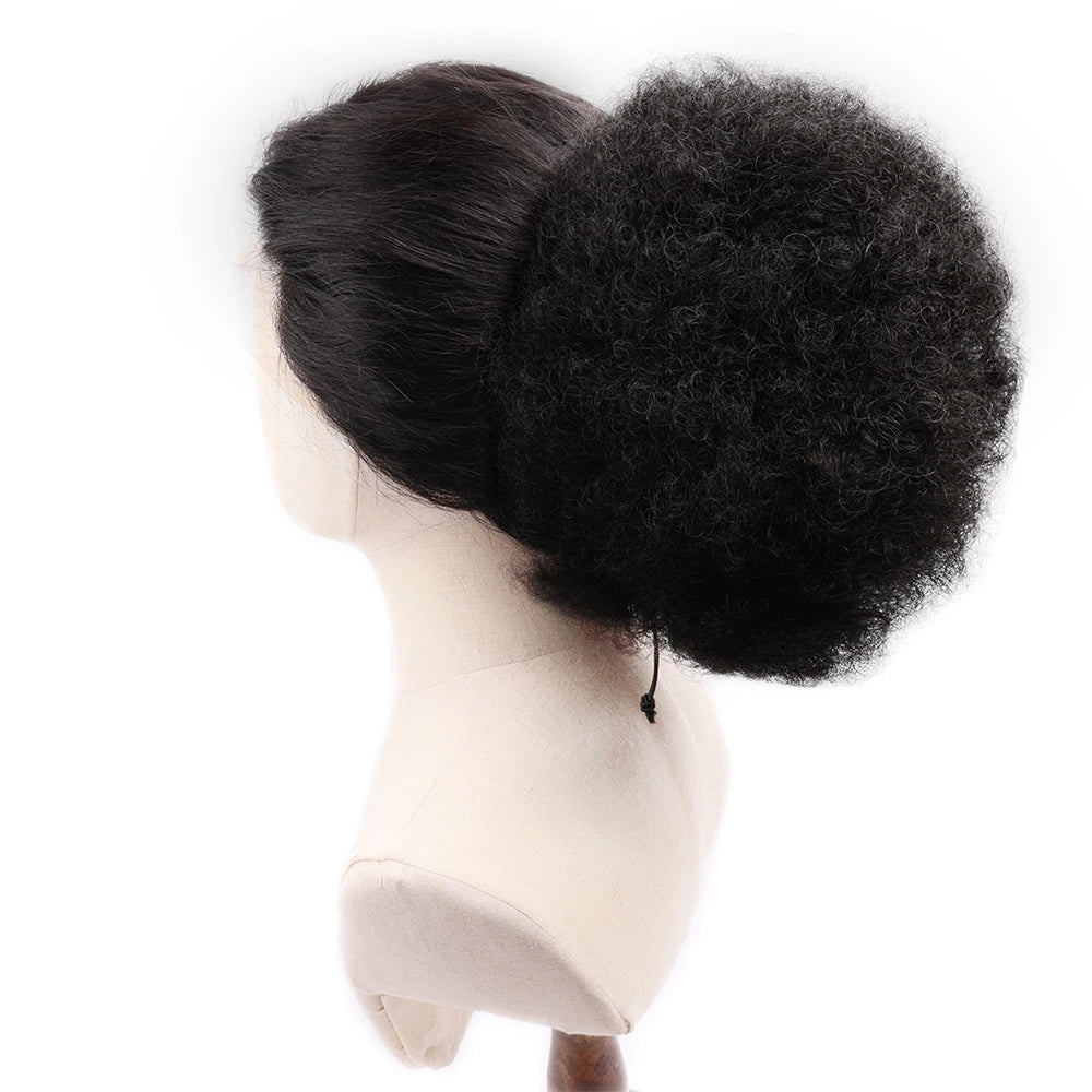 Large Afro Puff Clip-In Drawstring Ponytail - Heat-Resistant Synthetic Curly Hair Extension