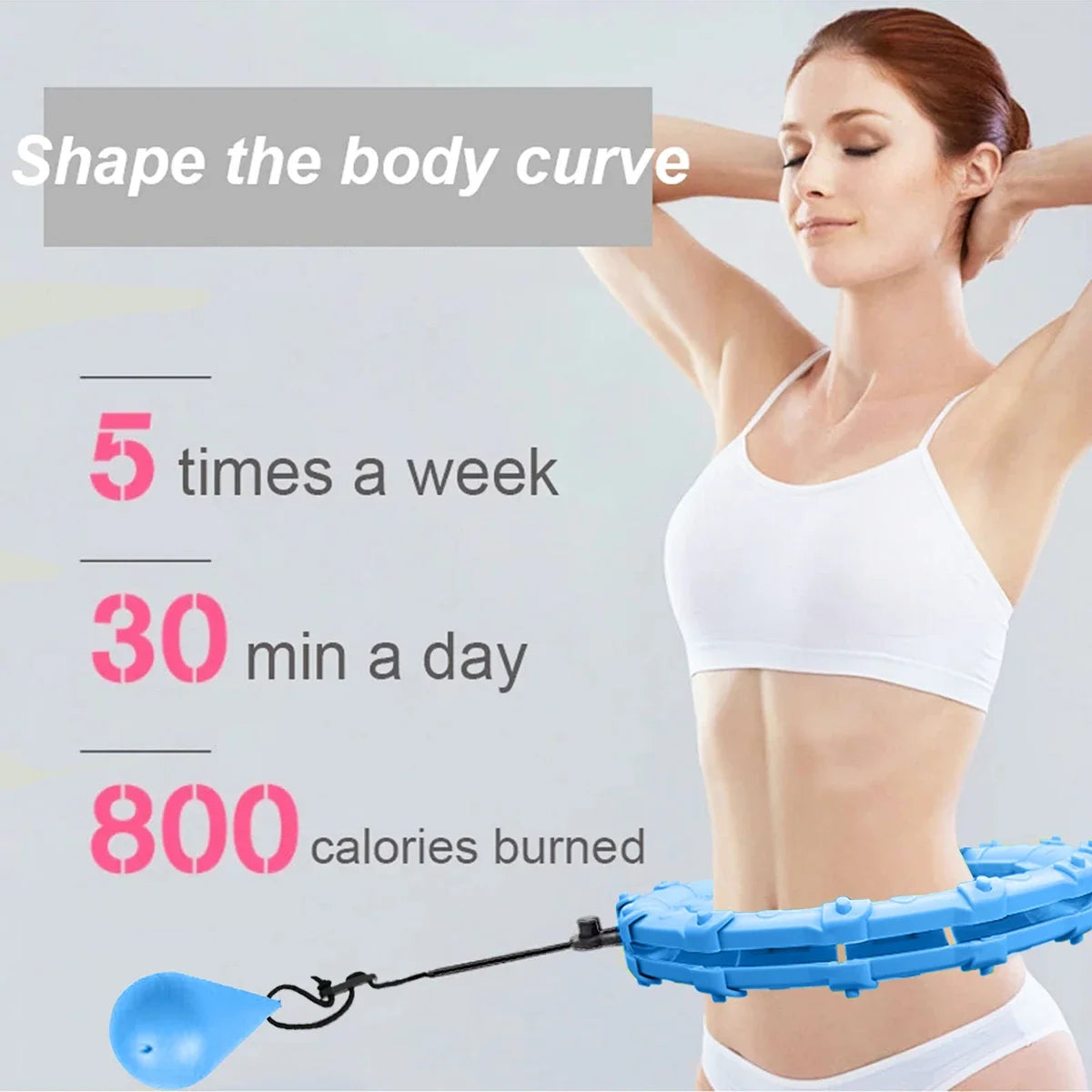 Adjustable Weighted Hula Hoop 21/24/27/30-Section – Blue Detachable Knots Waist Trainer