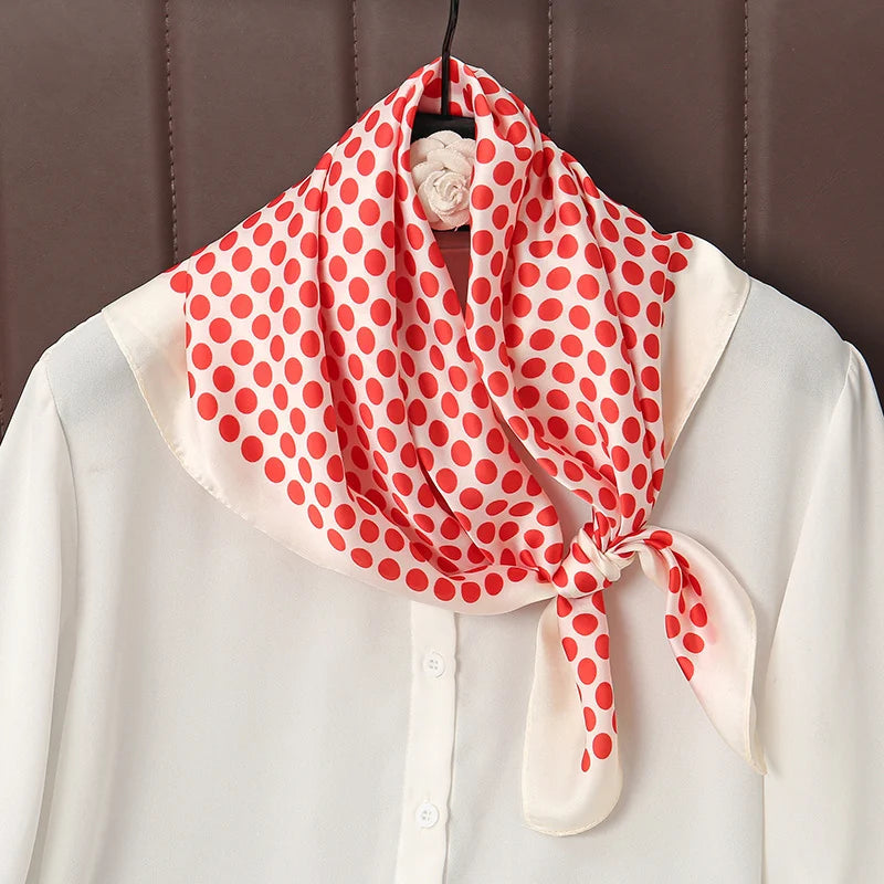 Luxury Satin Square Scarf 70 x 70 cm (27.6 x 27.6 in) – Silk-Feel Polyester Shawl Hijab Neckerchief Hair Ribbon Headband Bandana